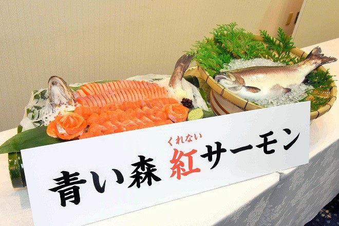 Một thương hiệu cá hồi mới có tên Aoimori Kurenai Salmon được ra mắt vào tháng 3 năm 2020 tại Aomori. Ảnh: Asahi Shimbun.
