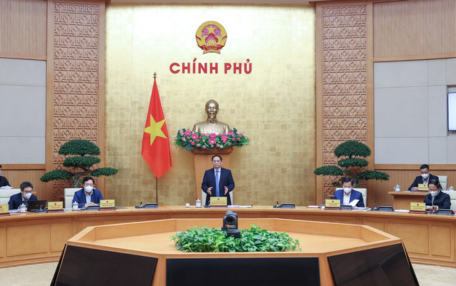 Thủ tướng Chính phủ Phạm Minh Chính chủ trì phiên họp Chính phủ thường kỳ tháng 2/2022. Ảnh: VGP/Nhật Bắc.