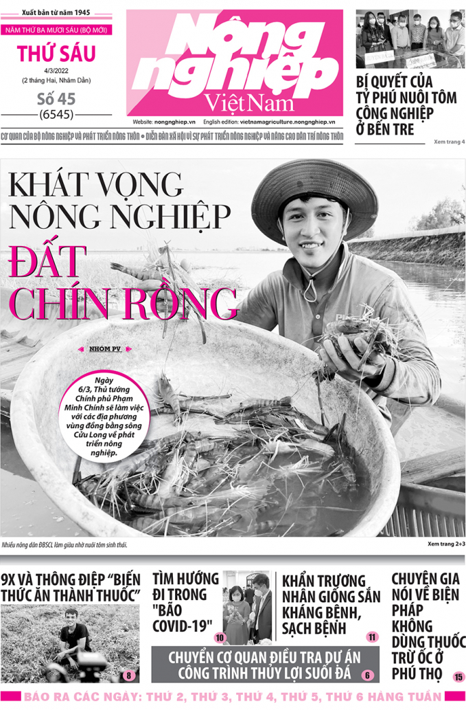 Tổng hợp tin tức báo giấy trên Báo Nông nghiệp Việt Nam số 45 ra ngày 4/3/2022