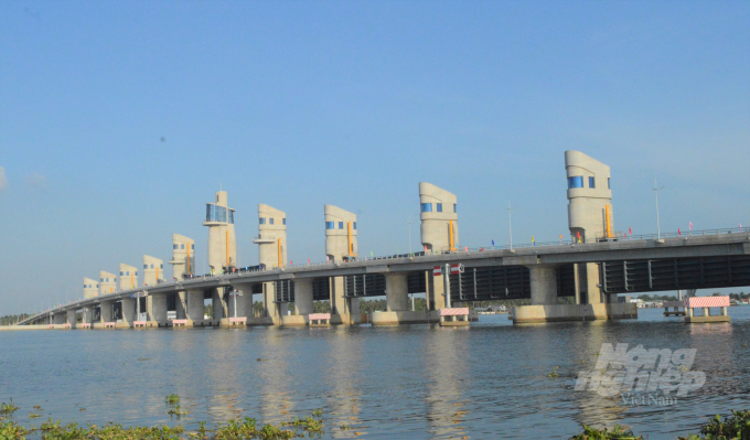 Cai Lon sluice was completed ahead of schedule. The inauguration and then usage soon demonstrated the efficiency of investment in this project. Photo: Trung Chanh.