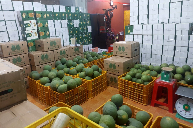 Van Van Loi fruits packed in boxes and ready to be supplied to customers. Photo: LK.