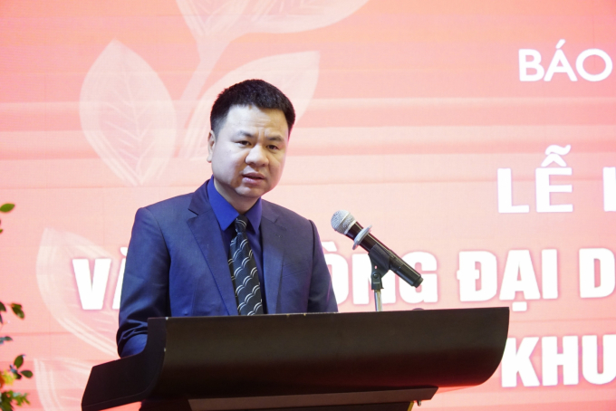 Nhà báo Triệu Ngọc Lâm - Tổng biên tập Báo Giáo dục và Thời đại phát biểu tại lễ khai trương.