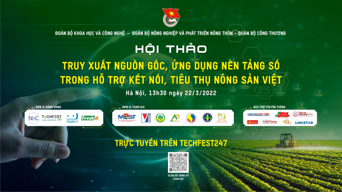 Hội thảo 'Truy xuất nguồn gốc, ứng dụng nền tảng số trong hỗ trợ kết nối, tiêu thụ nông sản Việt' do Đoàn Thanh niên Bộ NN-PTNT phối hợp với Đoàn Thanh niên Bộ Khoa học và Công nghệ, Bộ Công thương tổ chức. Ảnh: ĐTN.