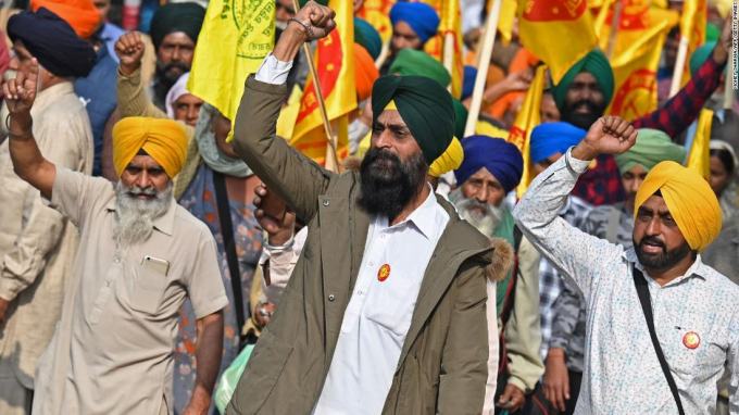 Cuộc biểu tình của nông dân Ấn Độ chống đạo luật nông nghiệp mới vào cuối năm ngoái. Ảnh: AFP