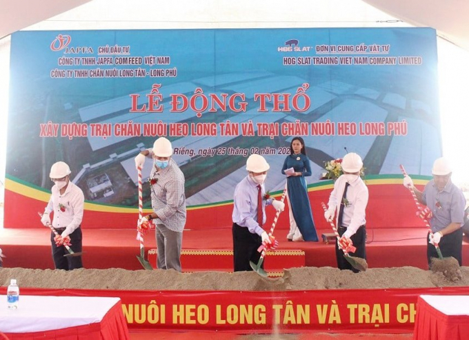 Groundbreaking ceremony for the construction of Long Tan and Long Phu livestock farms with a scale of 96,000 pigs. Photo: Tran Trung.