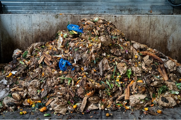 The food waste show here has been collected from residents of Lyon, France, and will be processed at a commercial composting facility. By adding food waste collection to regular recycling and trash collection programs, cities can reduce the overall amount of trash sent to landfills. Photo: NG