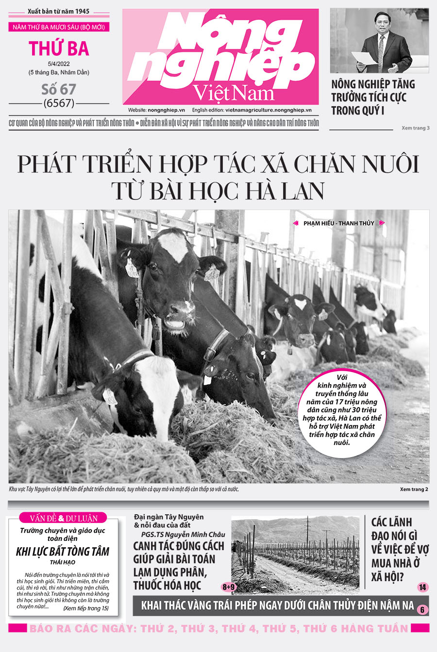 Tổng hợp tin tức báo giấy trên Báo Nông nghiệp Việt Nam số 67 ra ngày 5/4/2022