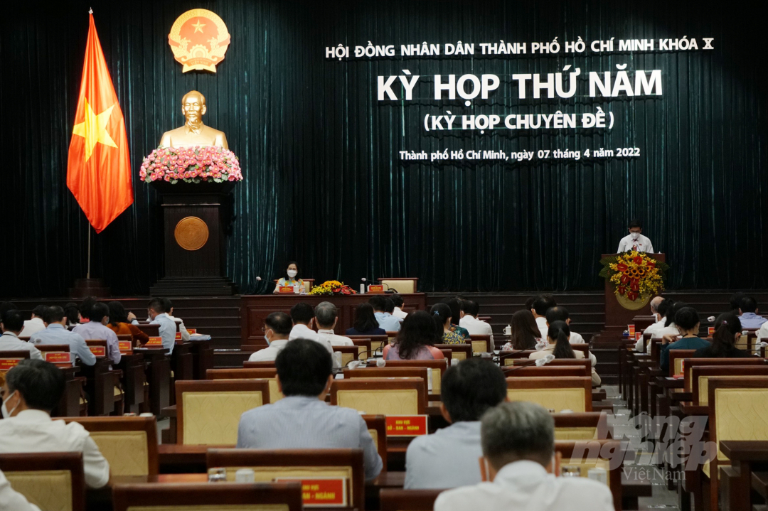 Kỳ họp thứ năm (kỳ họp chuyên đề) HĐND TP.HCM Khóa X, nhiệm kỳ 2021-2026 sáng 7/4. Ảnh: Nguyễn Thủy.