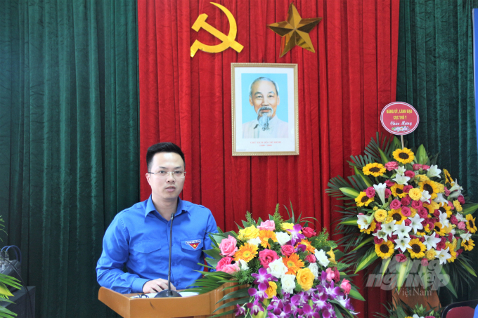 Bí thư Đoàn TNCS Hồ Chí Minh Bộ NN-PTNT Tạ Hồng Sơn phát biểu tại Đại hội. Ảnh: Phạm Hiếu.