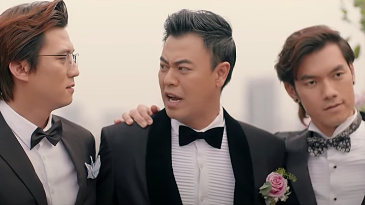 Anh có phải đàn ông không tập 28: Ba người đàn ông vui vẻ tham dự đám cưới. Ảnh chụp màn hình