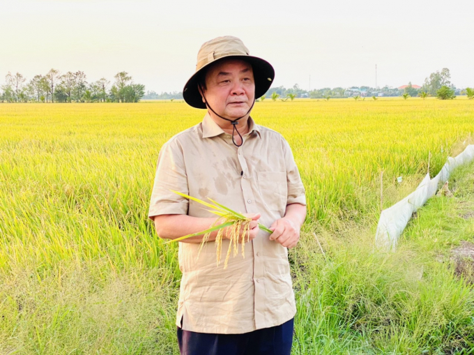 Minister Le Minh Hoan visits a rice field in the Mekong Delta.