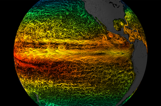 Surface ocean warming appears to be speeding up global currents, reconstructed here from satellite and ship readings.Source: NASA/GODDARD SPACE FLIGHT CENTER SCIENTIFIC VISUALIZATION STUDIO