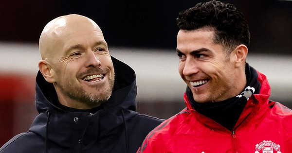 Cristiano Ronaldo và Erik ten Hag có thể cùng làm việc tại Man United. Ảnh: Daily Star.