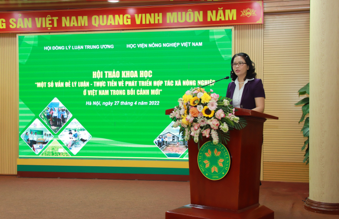 GS. TS Nguyễn Thị Lan, Giám đốc Học viện Nông nghiệp Việt Nam phát biểu tại Hội thảo. Ảnh: HVNN