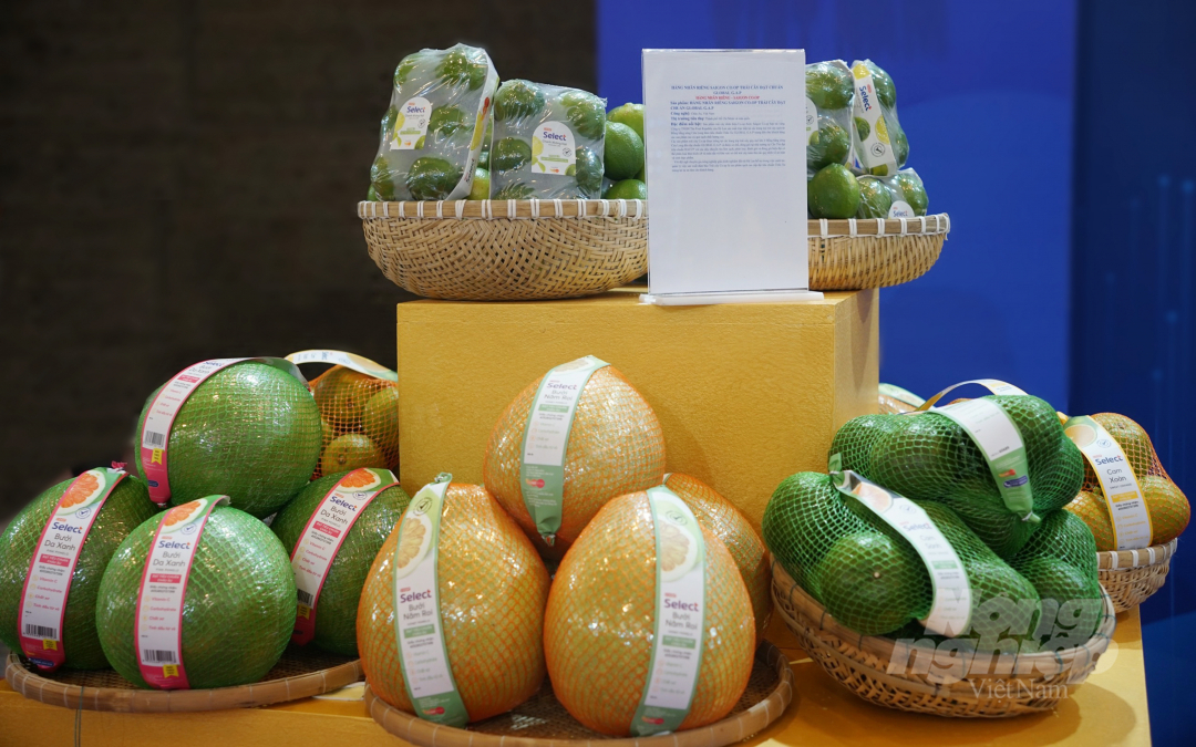 Sản phẩm trái cây nhãn hiệu Co.op được Saigon Co.op hợp tác với một công ty Hà Lan sản xuất trực tiếp tại các trang trại trái cây sạch từ Đồng bằng Sông Cửu Long đạt chuẩn Global GAP. Ảnh: Nguyễn Thủy.