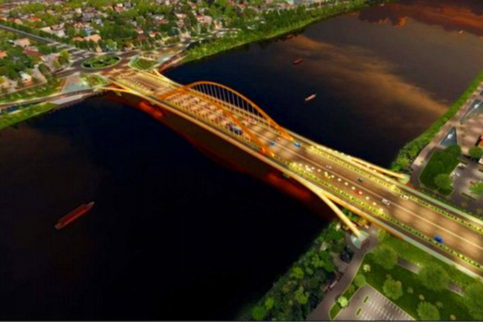 Cầu vượt qua sông Hương bắt đầu từ đường Nguyễn Hoàng hứa hẹn sẽ tạo điểm nhấn cho cố đô Huế trong tương lai. 