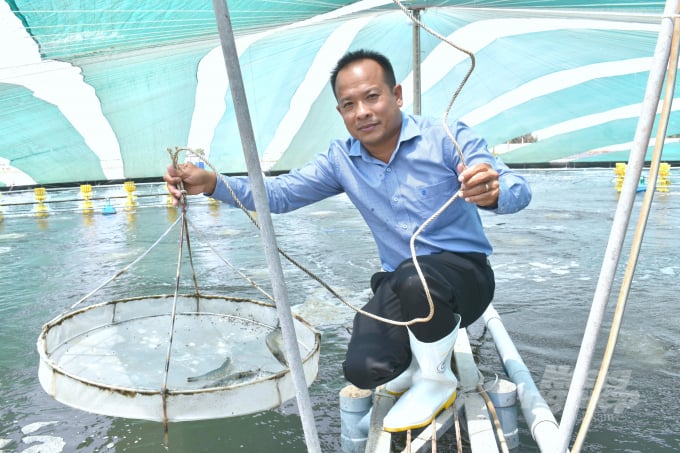 Mr. Ngo Minh Tuan currently owns the largest 30-hectare high-tech shrimp farm on Tan Phu Dong island, Tien Giang province. Photo: Minh Dam.