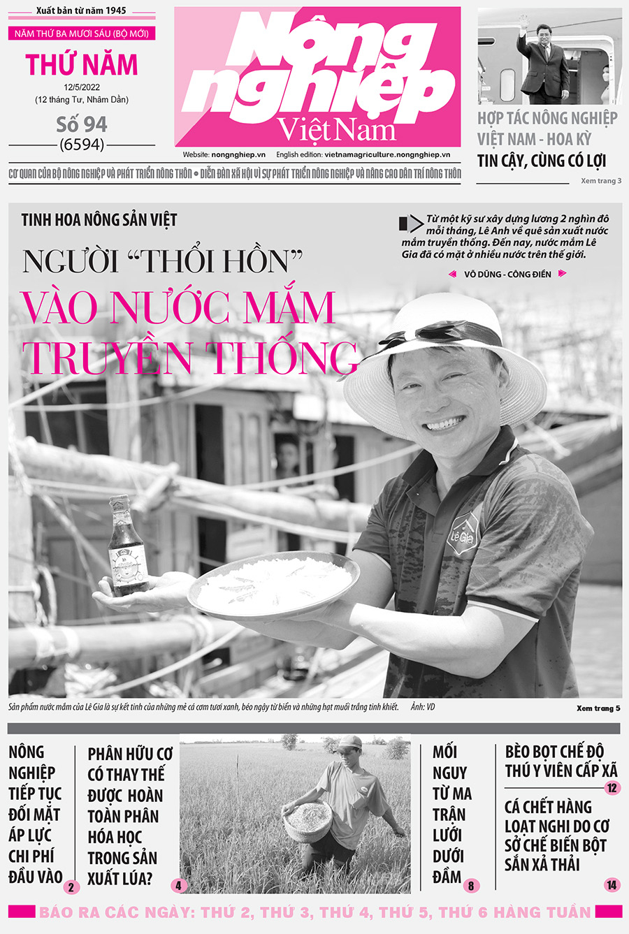 Tổng hợp tin tức báo giấy trên Báo Nông nghiệp Việt Nam số 94 ra ngày 12/5/2022