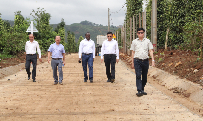 Tuyến đường giúp các thành viên HTX, người dân trong khu vực phát triển cà phê theo hướng bền vững. Ảnh: Quang Yên.