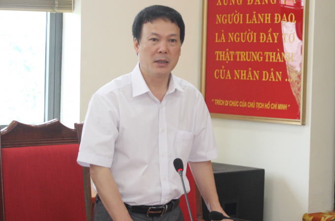 Deputy Chief of Office of the Ministry of Agriculture and Rural Development Dang Duy Hien led the delegation to work with Vinh Phuc Department of Agriculture and Rural Development on digital transformation in the agricultural sector. Photo: Trung Quan.