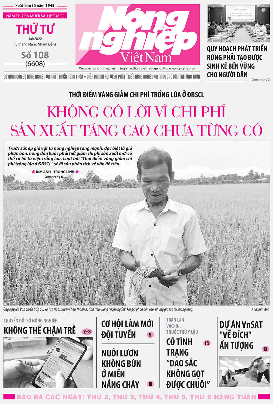 Tổng hợp tin tức báo giấy trên Báo Nông nghiệp Việt Nam số 108 ra ngày 1/6/2022