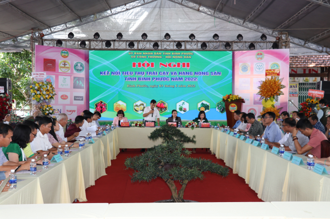 Toàn cảnh hội nghị kết nối tiêu thụ trái cây và hàng nông sản tỉnh Bình Phước.