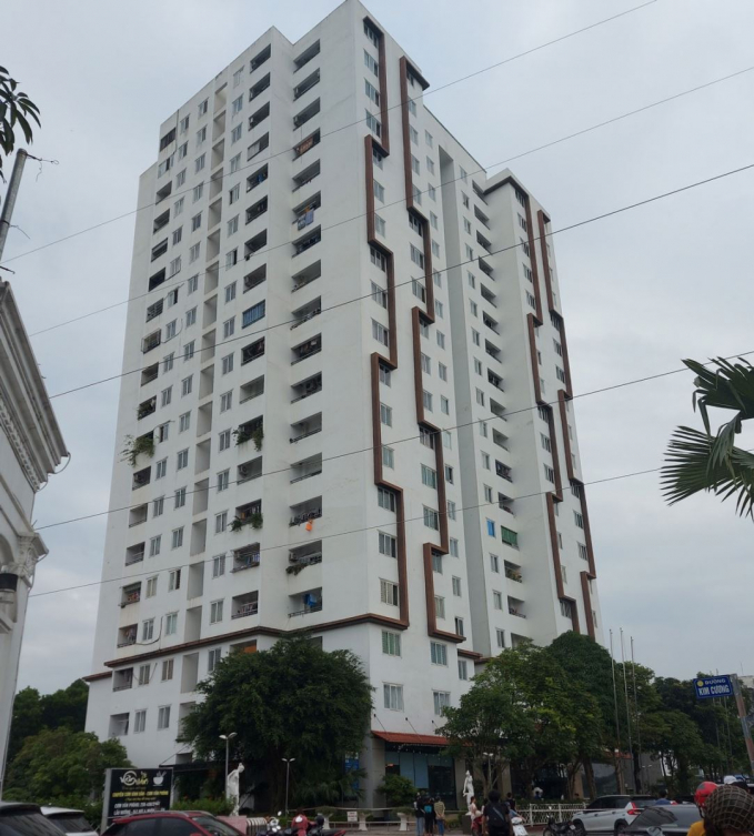 Tòa nhà chung cư tại Thái Nguyên, nơi xảy ra vụ nam thanh thanh niên bị rơi từ tầng 11 xuống tử vong. Ảnh: Duy Phương.
