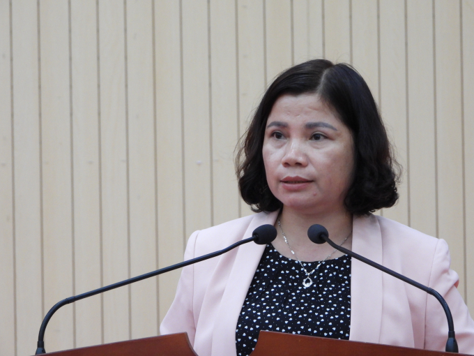 Bà Lê Thị Ánh Tuyết - Phó Giám đốc Sở NN-PTNT tỉnh Bình Phước phát biểu tại Hội nghị. Ảnh: Trần Trung.
