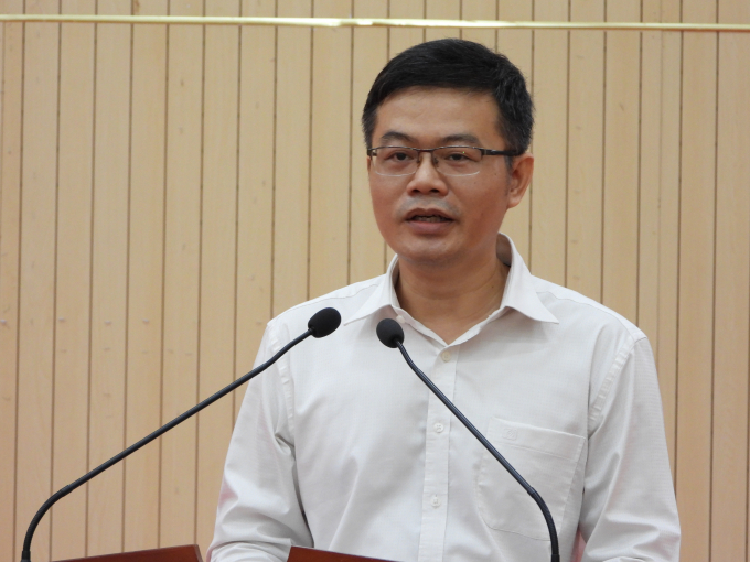Ông Đặng Hoàng Giang - Tổng Thư ký Hiệp hội Điều Việt Nam chia sẻ tại Hội nghị. Ảnh: Trần Trung.