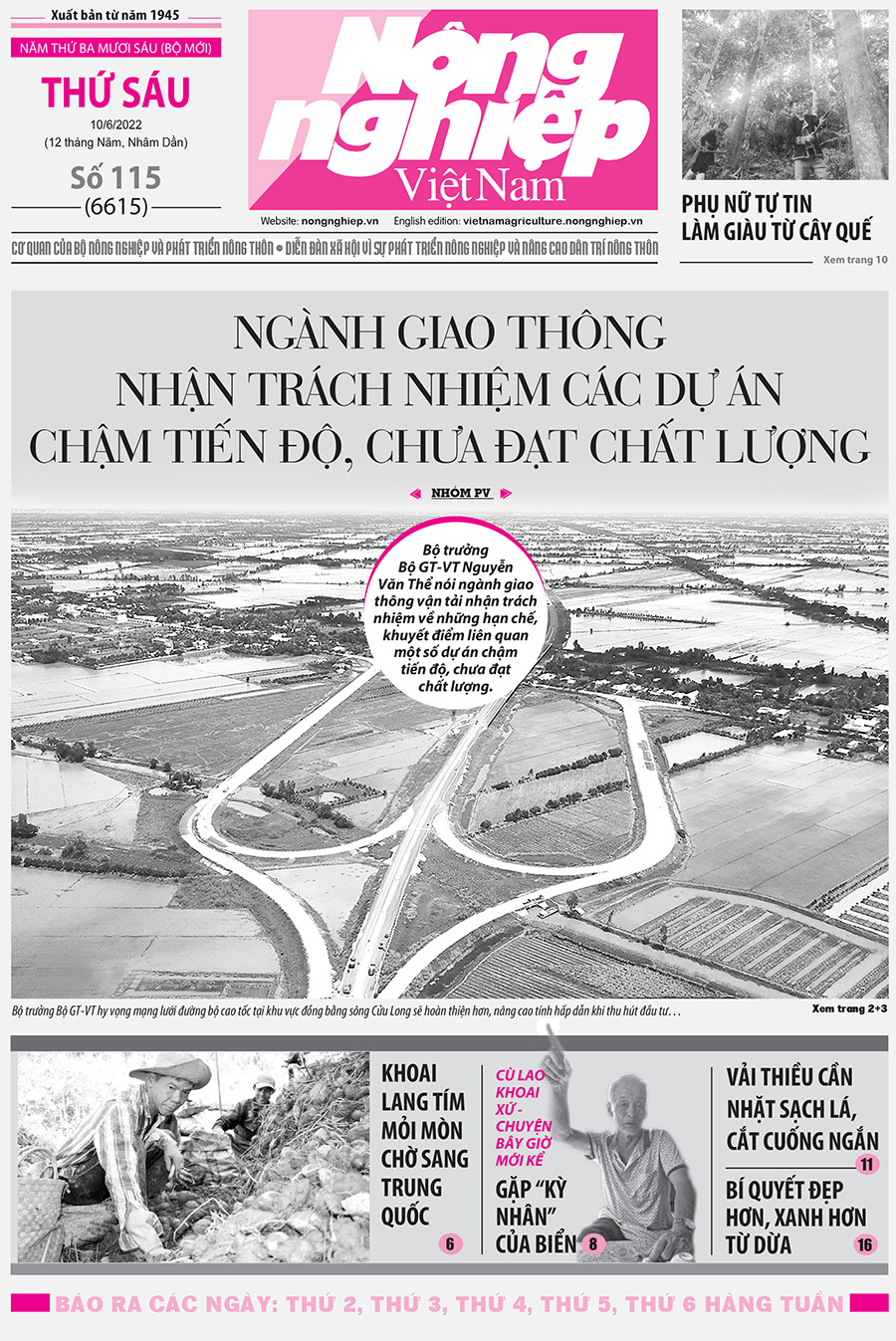 Tổng hợp tin tức báo giấy trên Báo Nông nghiệp Việt Nam số 115 ra ngày 10/6/2022