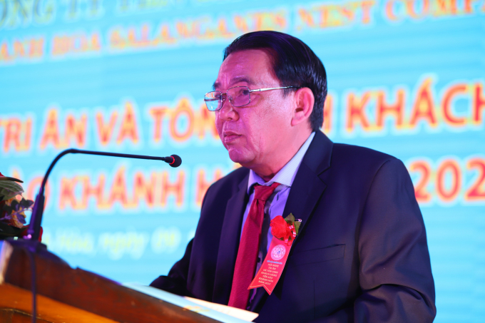 Ông Nguyễn Anh Hùng, Chủ tịch Hội đồng thành viên Công ty Yến sào Khánh Hòa phát biểu tại hội nghị.