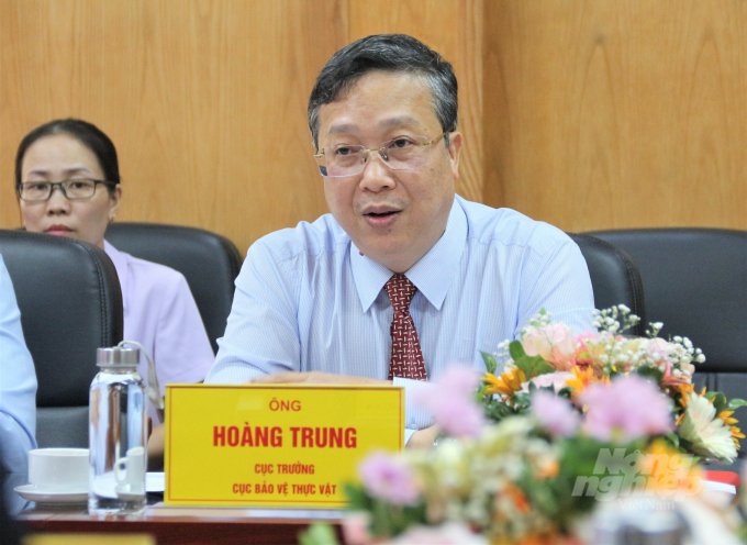 Director of the Plant Protection Department Hoang Trung said that developing safe and effective models and using biological pesticides is the content that the Plant Protection Department is particularly interested in. Photo: Pham Hieu.