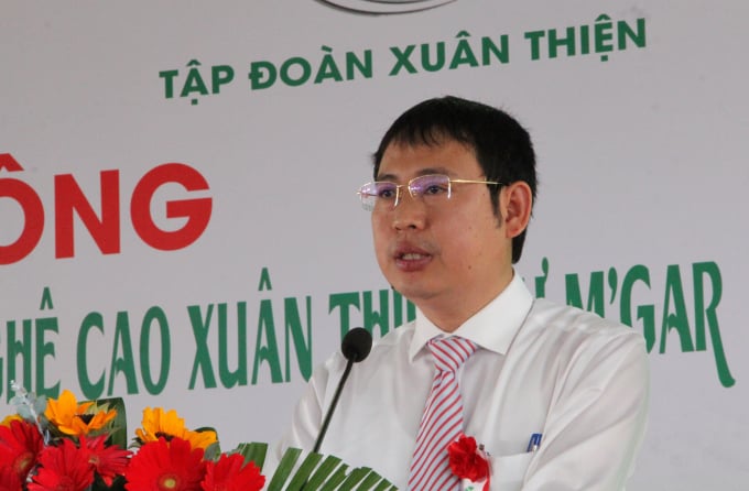 Ông Nguyễn Huy Hoàng, Tổng Giám đốc Tập đoàn Xuân Thiện phát biểu tại lễ khởi công. Ảnh: Quang Yên.