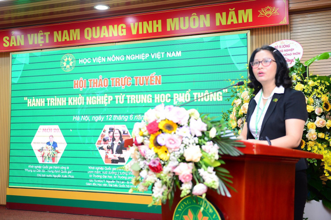 GS.TS Nguyễn Thị Lan, Giám đốc Học viện Nông nghiệp Việt Nam phát biểu tại Hội thảo. Ảnh: HVNN.