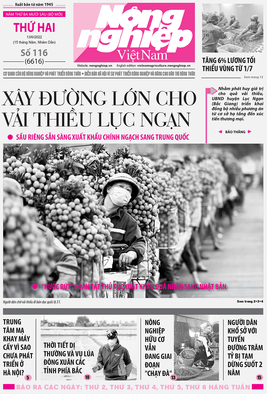 Tổng hợp tin tức báo giấy trên Báo Nông nghiệp Việt Nam số 116 ra ngày 13/6/2022