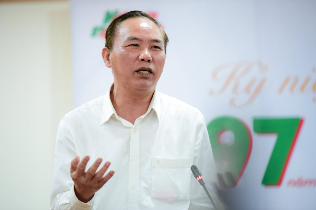 Thứ trưởng Bộ NN-PTNT Phùng Đức Tiến đánh giá cao và biểu dương những thành tích mà Báo Nông nghiệp Việt Nam đạt được trong bối cảnh diễn biến phức tạp của thiên tai, dịch bệnh. Ảnh: Đinh Tùng.