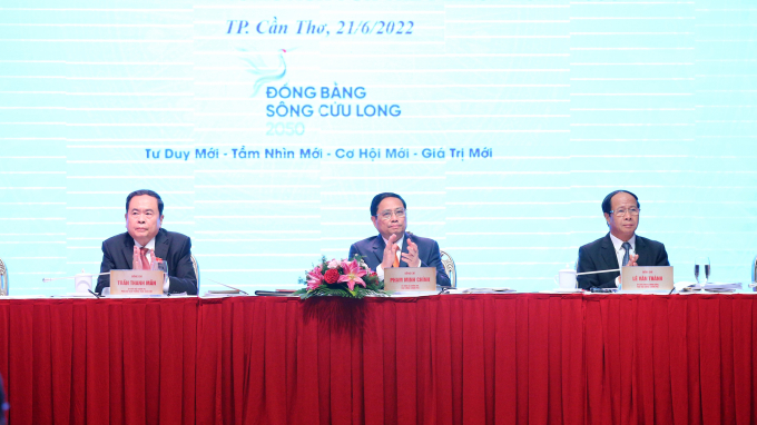 Thủ tướng Chính phủ Phạm Minh Chính chủ trì Hội nghị công bố quy hoạch và xúc tiến đầu tư vùng ĐBSCL. Ảnh: Kim Anh.