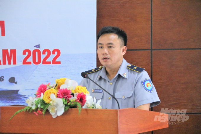 Phó Cục trưởng Cục Kiểm ngư, ông Nguyễn Phú Quốc trình bày báo cáo tại Hội nghị. Ảnh: Phạm Hiếu.