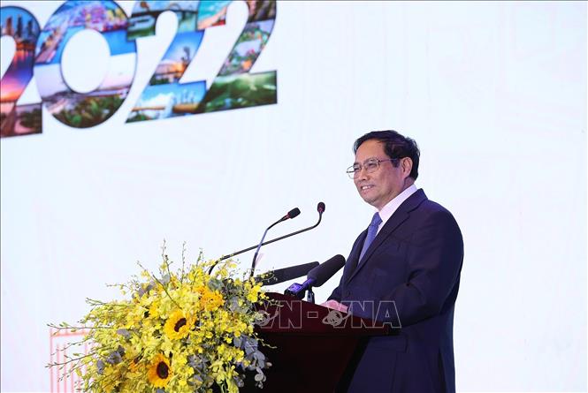 Thủ tướng Phạm Minh Chính phát biểu tại Diễn đàn Đầu tư Đà Nẵng năm 2022. Ảnh: Dương Giang/TTXVN.