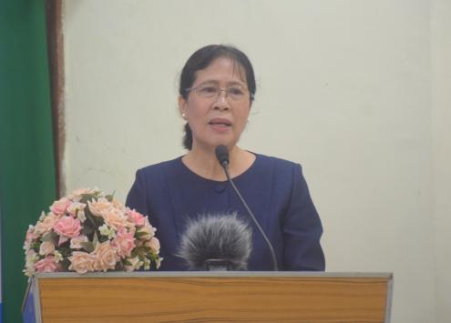 Bà Nguyễn Thị Thu Sắc, Phó Chủ tịch VASEP tại buổi đối thoại 'Kiểm soát IUU và kết nối ngư dân với cơ sở thu mua, doanh nghiệp và địa phương'. Ảnh: ĐT.