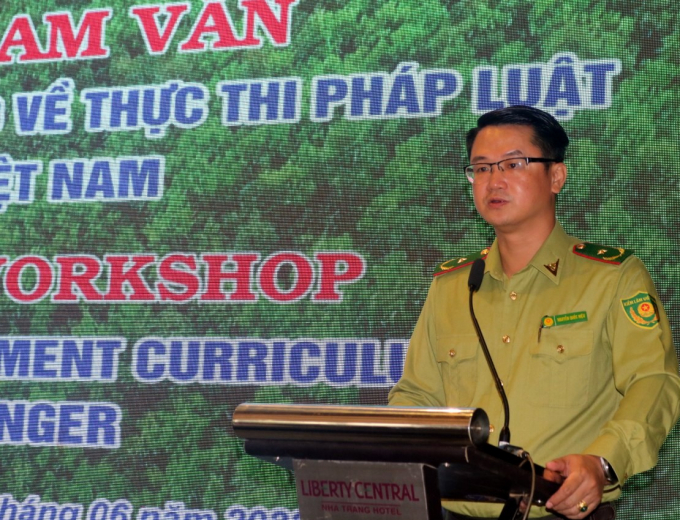 Mr. Nguyen Quoc Hieu, Deputy Director of the Forest Protection Department spoke at the conference. Photo: KS. 