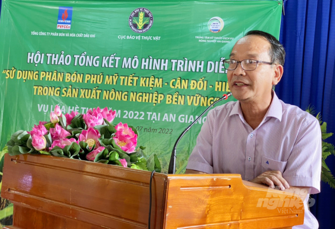 Ông Lê Văn Thiệt, Phó Cục trưởng Cục Bảo vệ thực vật (Bộ NN-PTNT) phát biểu tại buổi hội thảo. Ảnh: Lê Hoàng Vũ.