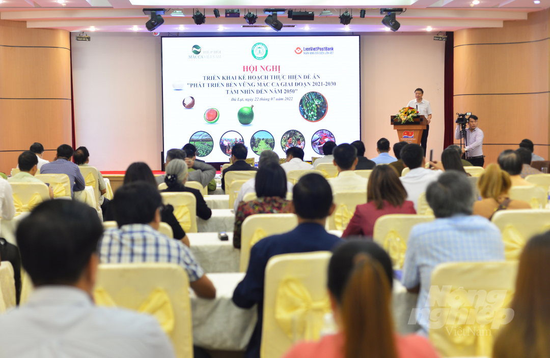 Hội nghị triển khai kế hoạch thực hiện Đề án phát triển bền vững mắc ca giai đoạn 2021 – 2030, tầm nhìn đến năm 2050 được tổ chức tại Lâm Đồng. Ảnh: Minh Hậu.