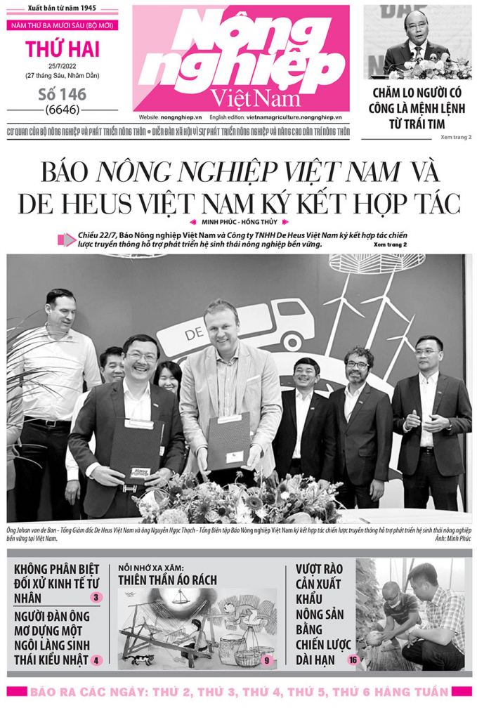 Tổng hợp tin tức báo giấy trên Báo Nông nghiệp Việt Nam số 146 ra ngày 25/7/2022