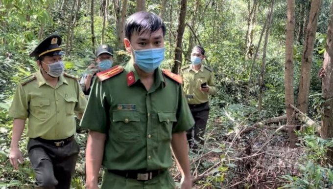 Chi cục Kiểm lâm tỉnh Kiên Giang phối hợp với các lực lượng chức năng tuần tra, kiểm tra vi phạm lấn chiếm đất rừng tại thành phố đảo Phú Quốc. Ảnh: Trung Chánh.
