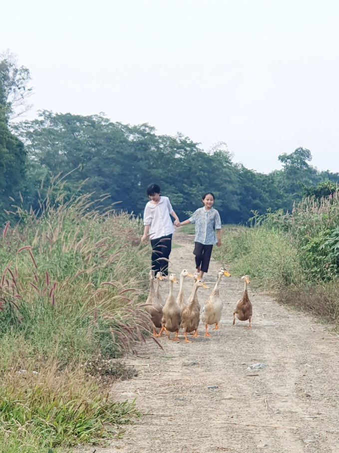 Hai chị em Huệ và Lan lớn lên giữa làng quê yên bình, trong bộ phim 'Duyên kiếp'.