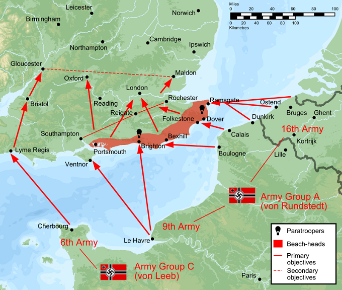 Phác thảo kế hoạch Sư tử biển nhằm chiếm nước Anh của quân Đức.