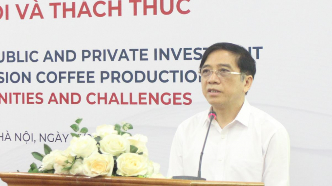 According to Mr. Le Van Duc, Deputy Director of the Department of Crop Production, coffee production and consumption must be reorganized following a value chain. Photo: Trung Quan.