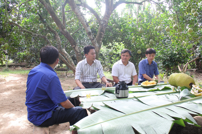 Thôn Bình Thành (xã Hành Nhân, huyện Nghĩa Hành, Quảng Ngãi) nổi bật lên với những vườn cây trái xanh mướt. Ảnh: L.K.