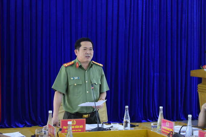 Đại tá Đinh Văn Nơi, Giám đốc Công an tỉnh phát biểu kết luận tại buổi giao ban. Ảnh: Hà Tâm - Công an tỉnh Quảng Ninh.